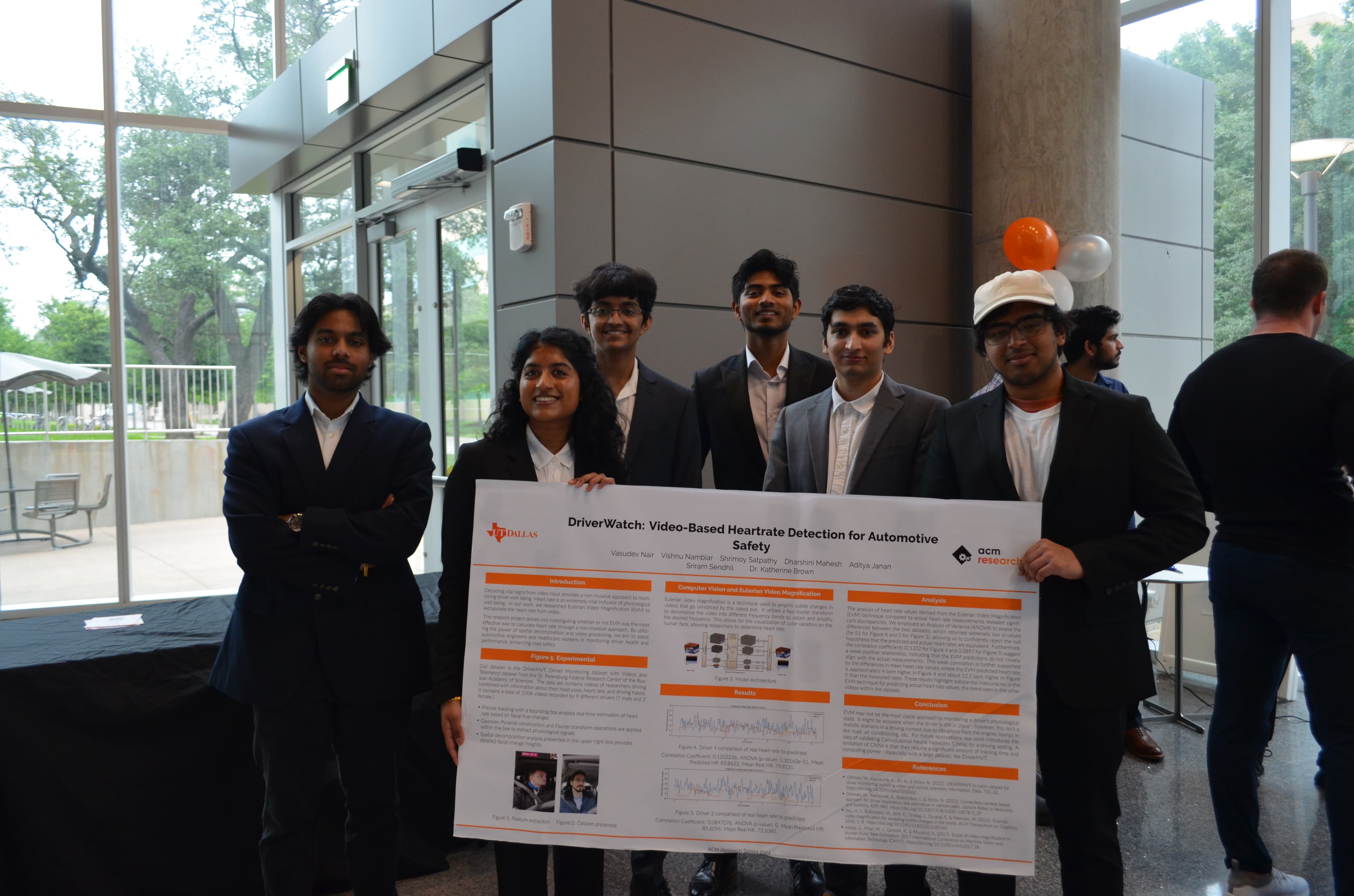 Members of the DriverWatch team proudly presenting their poster, Spring 2024.